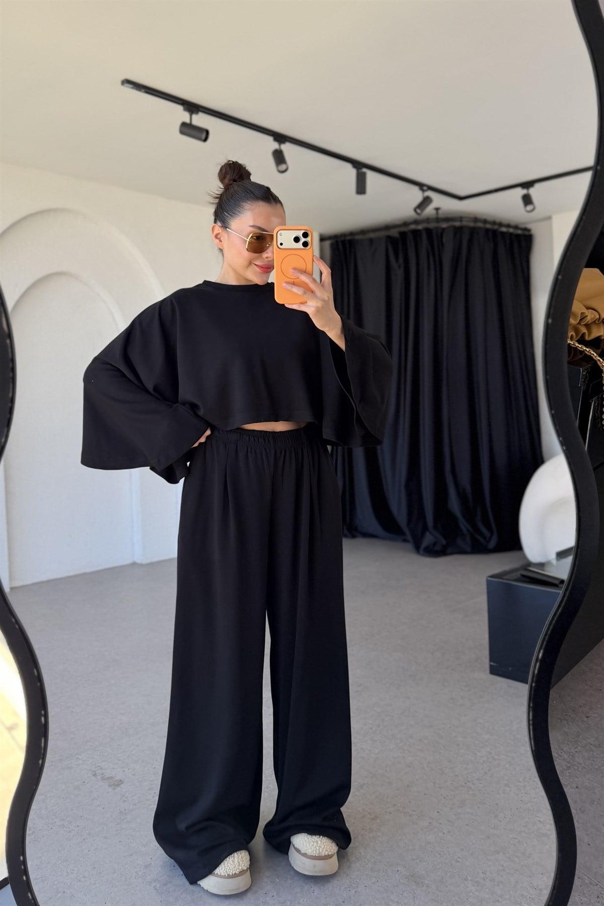 Belinda Siyah Yarasa Kol Modal Takım