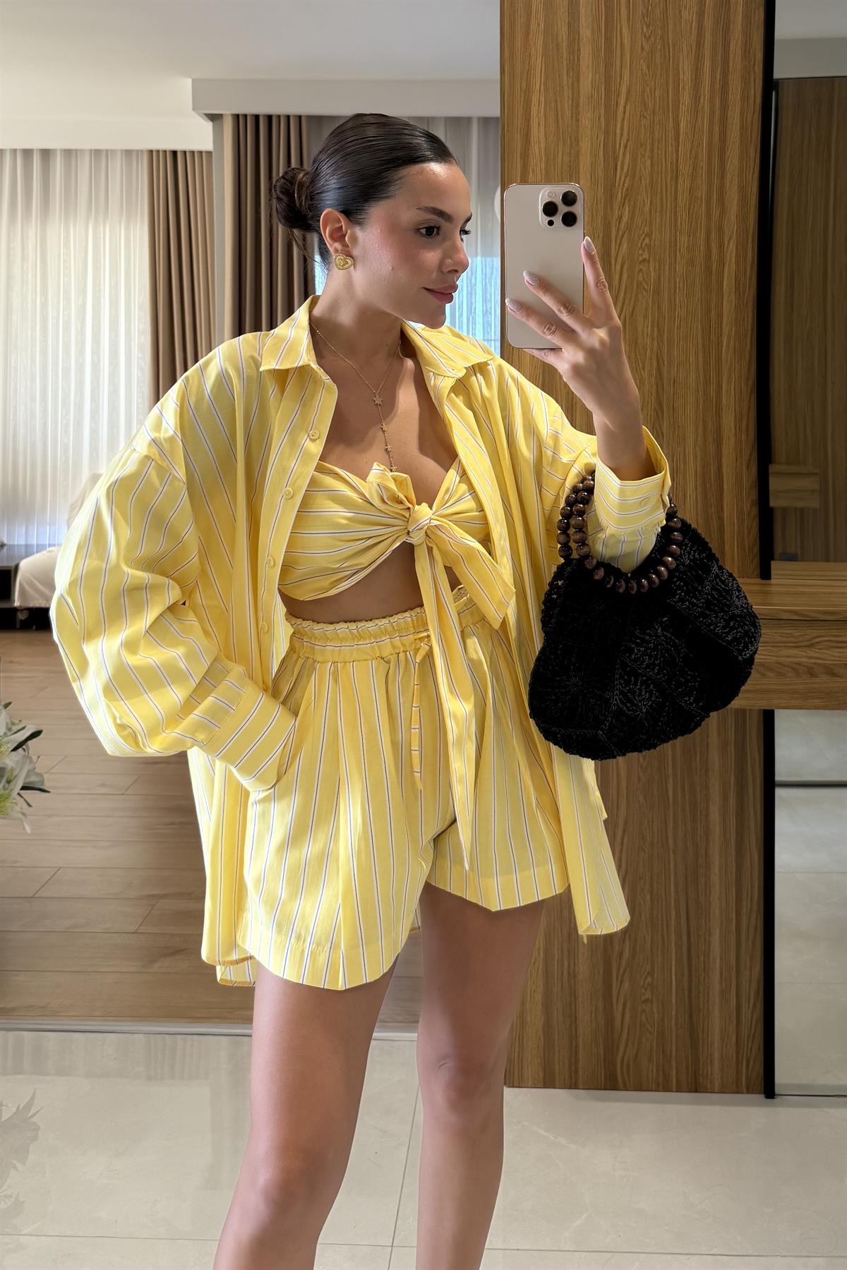 Bellacia Sarı Çizgili Gömlek