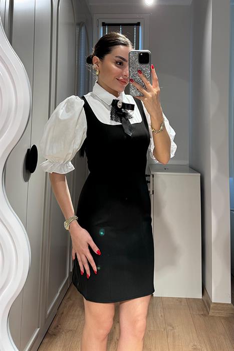 Bellia Yakası Fiyonklu Elbise