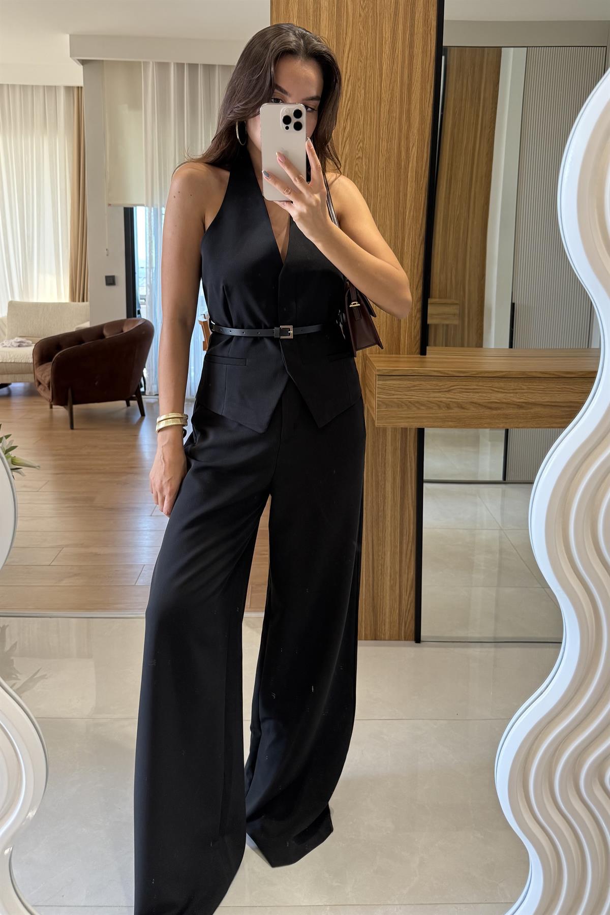 Benry Siyah Kemerli  Premium Yelek Pantolon Takım
