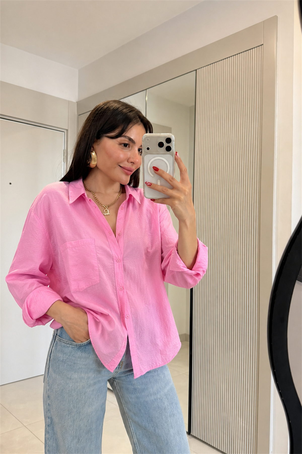 Bentley Pembe Tensel Gömlek