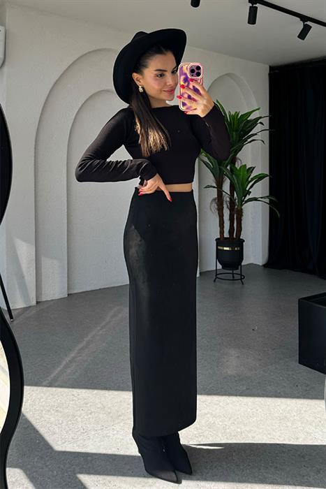 Bentley Siyah Süet Kalem Etek