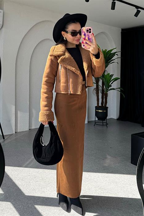 Bentley Taba Süet Kalem Etek