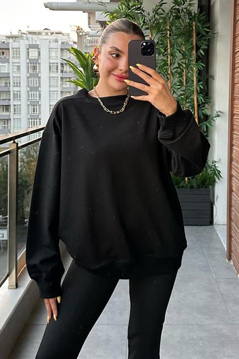 Berenica Siyah Basic Sweatshirt