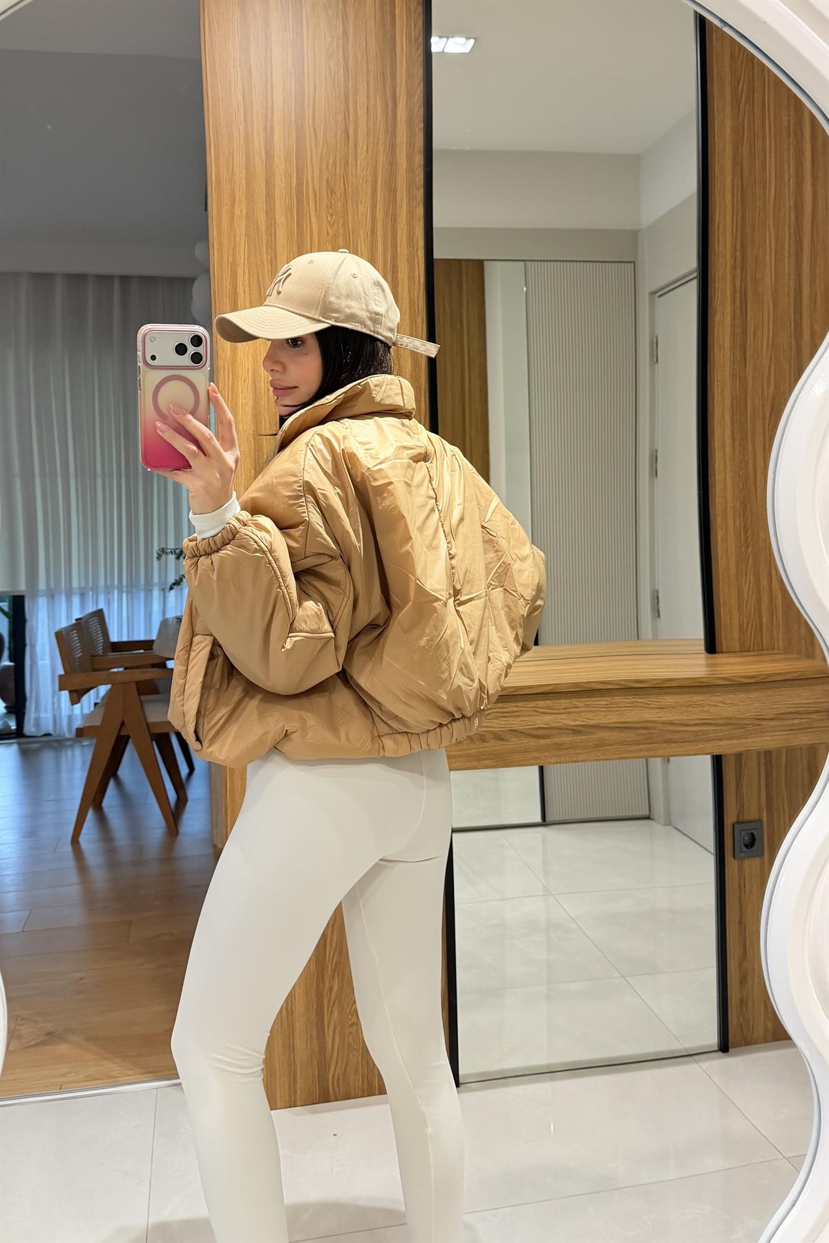 Berlin Camel Kısa Şişme Mont