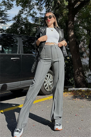 Bershka gri palazzo pantolon