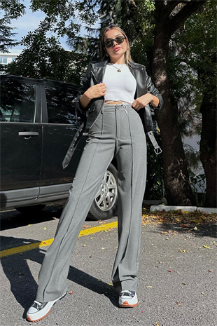 Bershka gri palazzo pantolon
