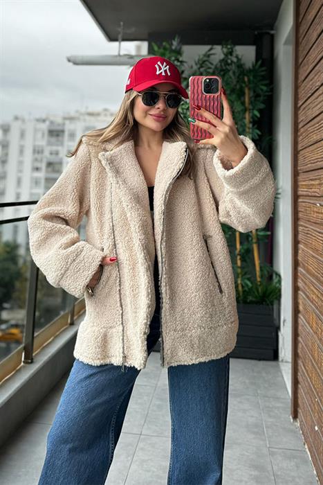 Bescobel Bej Teddy Kısa Kaban