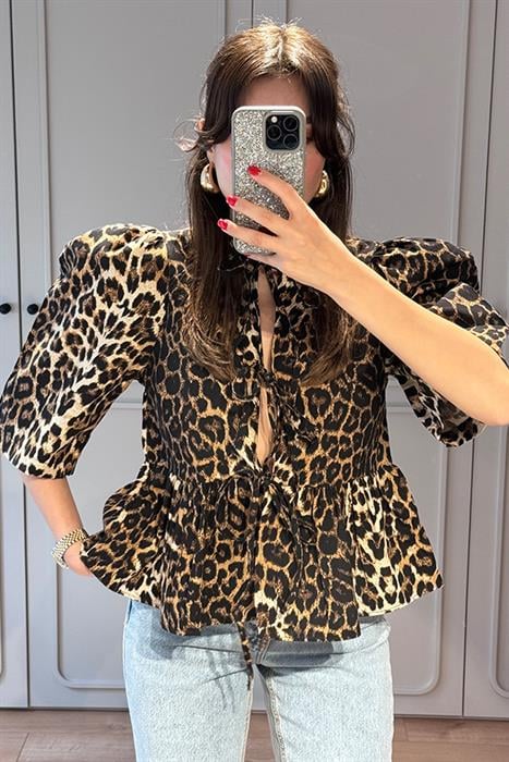 Beverly Karpuz Kol Leopar Desenli Gömlek