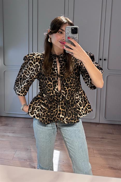 Beverly Karpuz Kol Leopar Desenli Gömlek