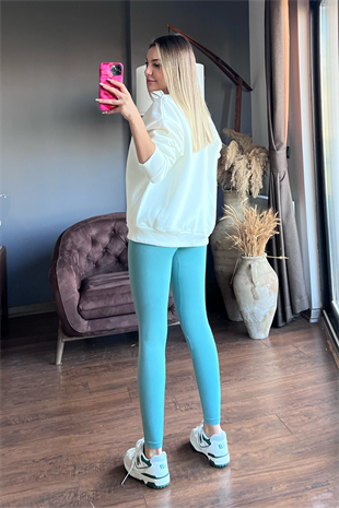Beyaz oversize basic sweat 