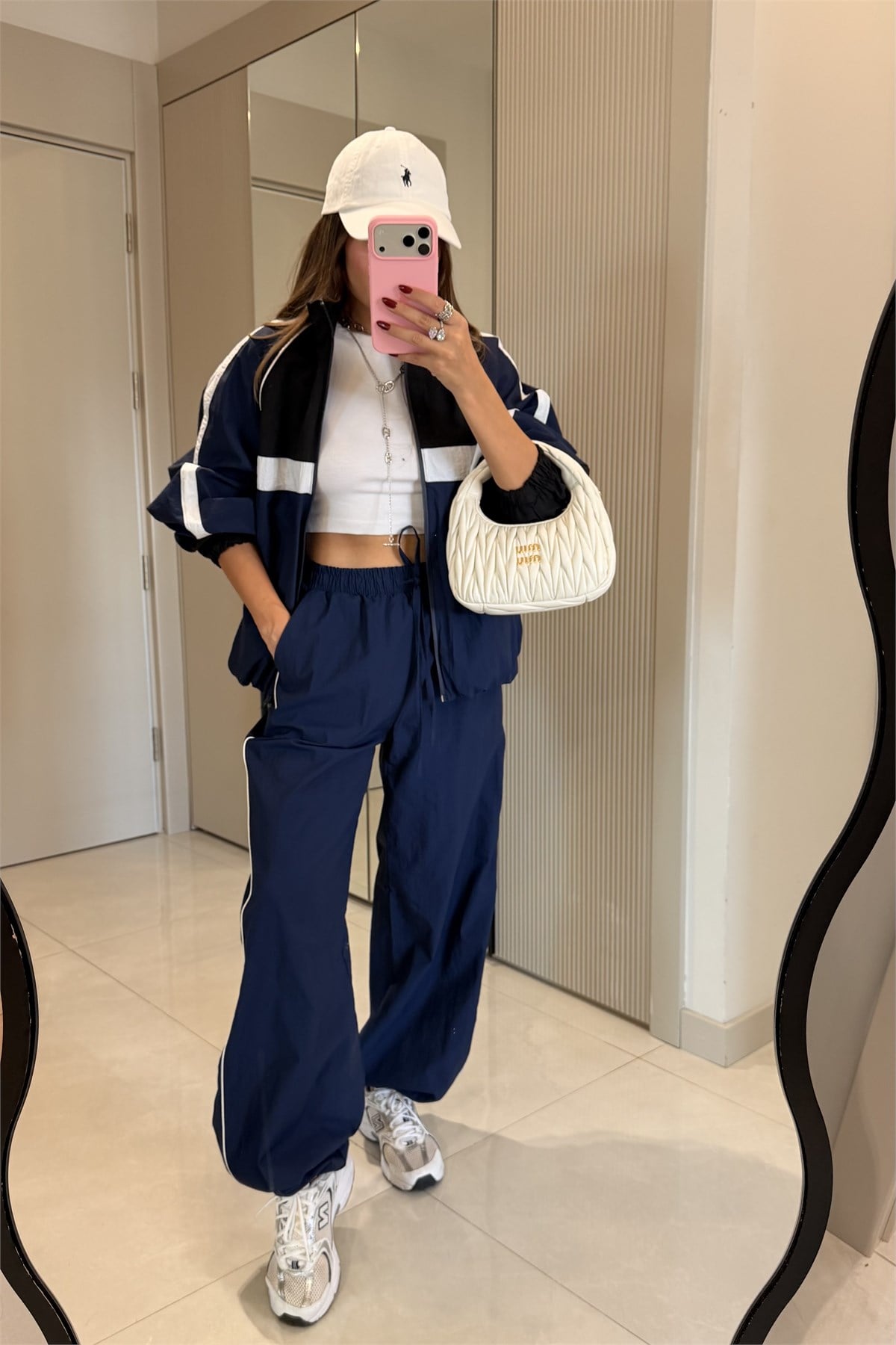 Bianca Lacivert Kontrast Geçişli Paraşüt Takım
