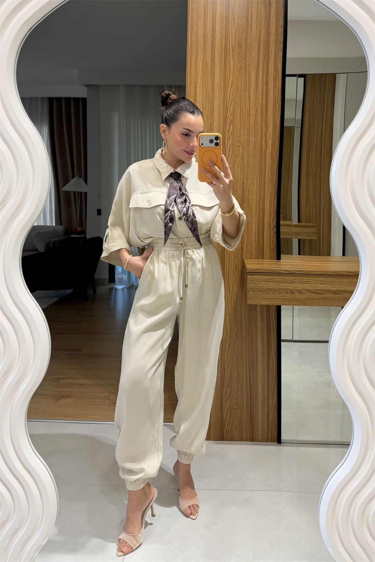 Bielle Bej Fularlı Gömlek