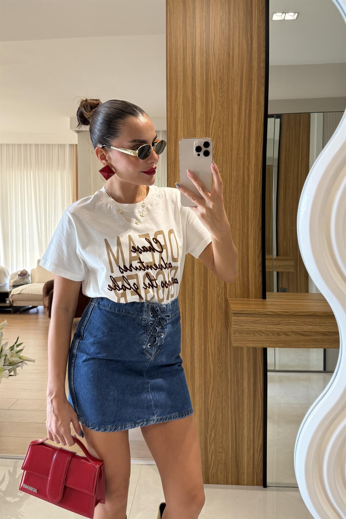 Bigger Kadife Yazılı Tshirt