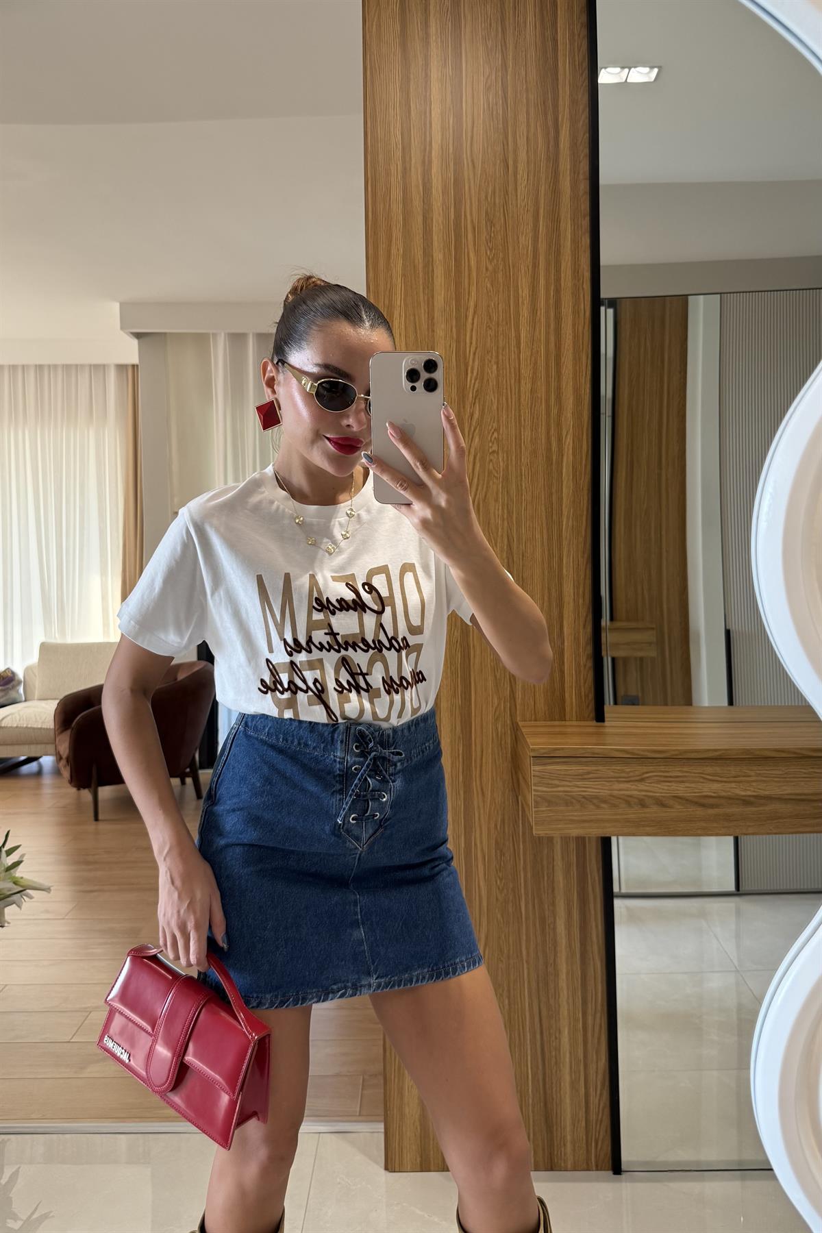 Bigger Kadife Yazılı Tshirt