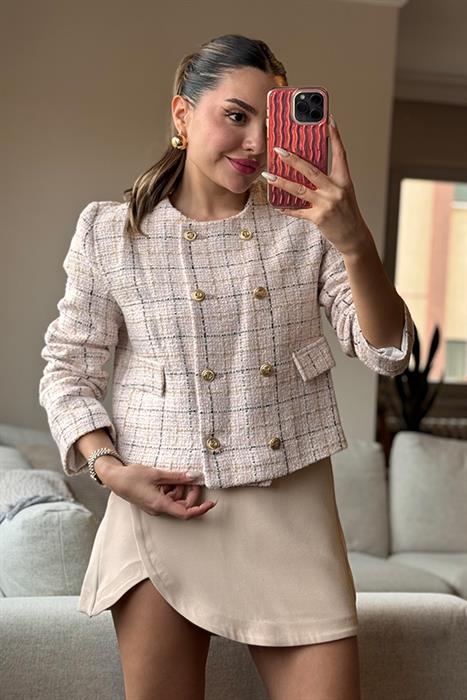 Bilancia Oval Kesim Şort Etek - Krem