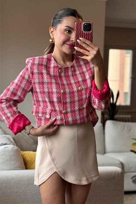 Bilancia Oval Kesim Şort Etek - Krem