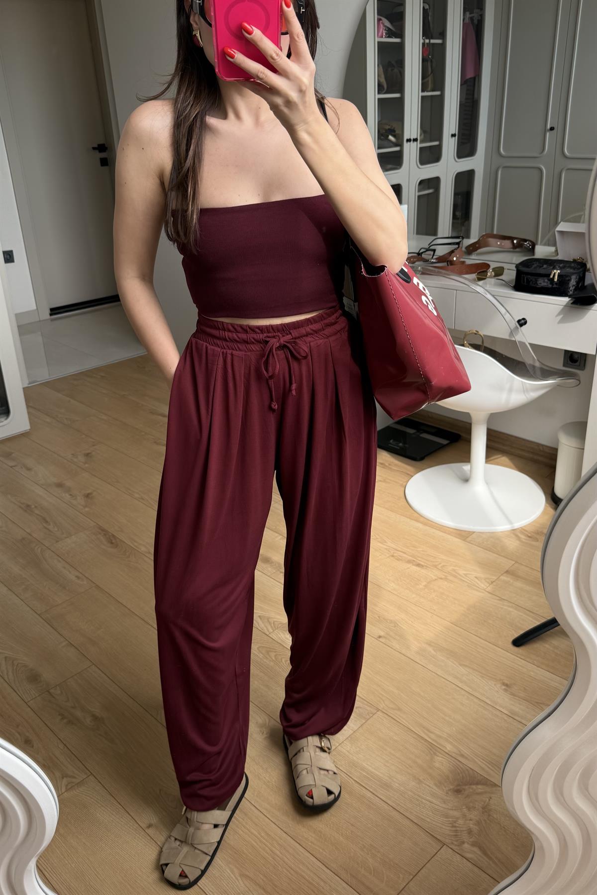 Billie Bordo Modal Şalvar Pantolon