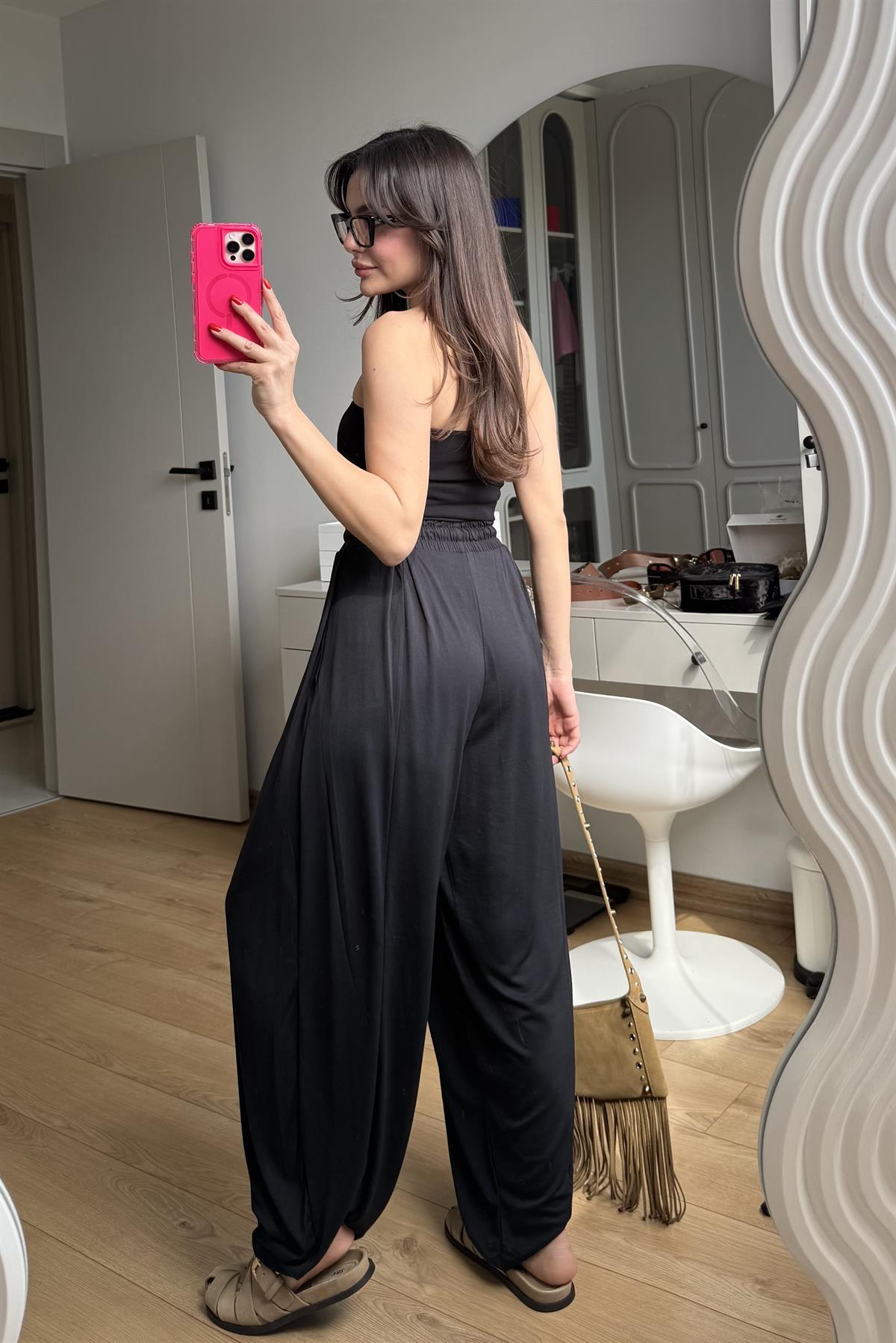 Billie Siyah Modal Şalvar Pantolon