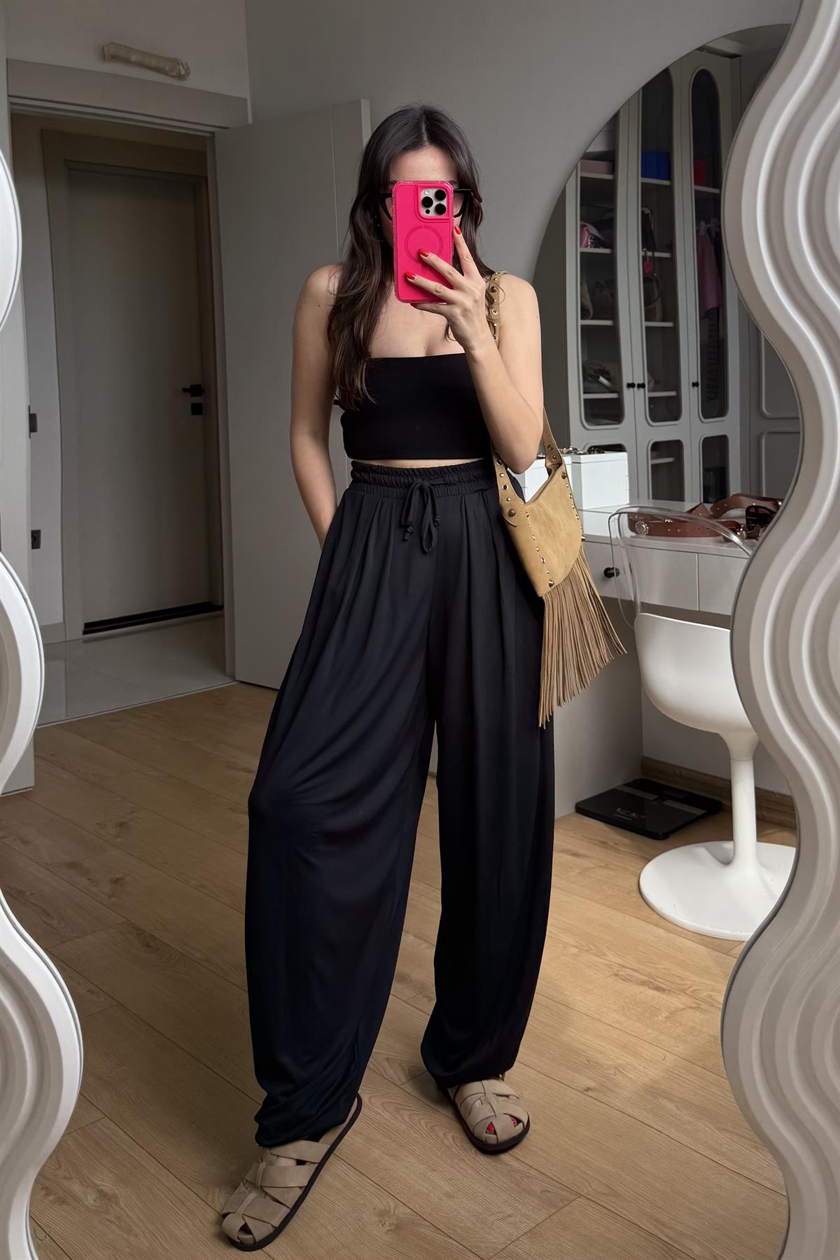 Billie Siyah Modal Şalvar Pantolon