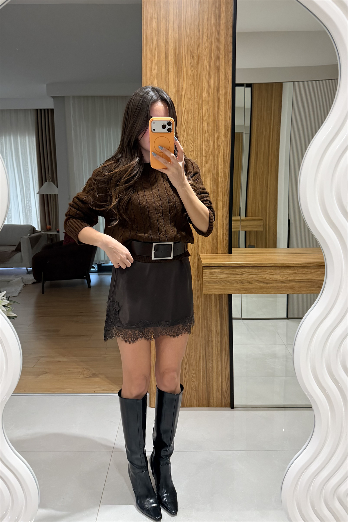 Blade Kahve Saç Örgü Kazak