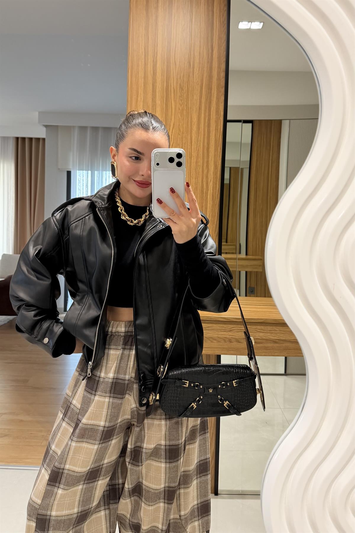 Blanka Siyah Deri Ceket