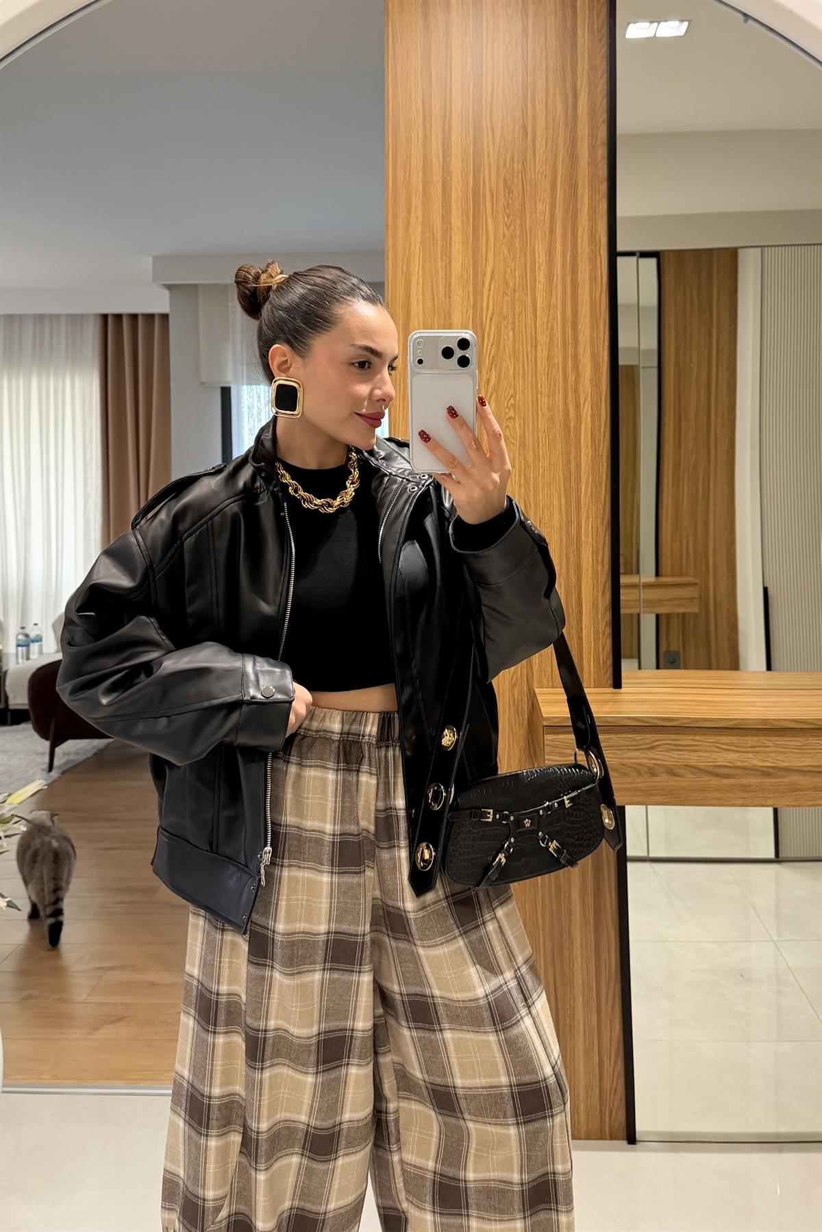 Blanka Siyah Deri Ceket