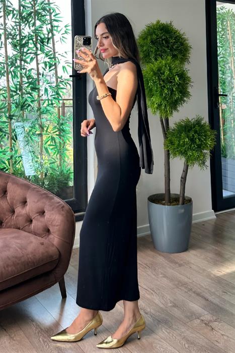 Bleu siyah tasarım elbise