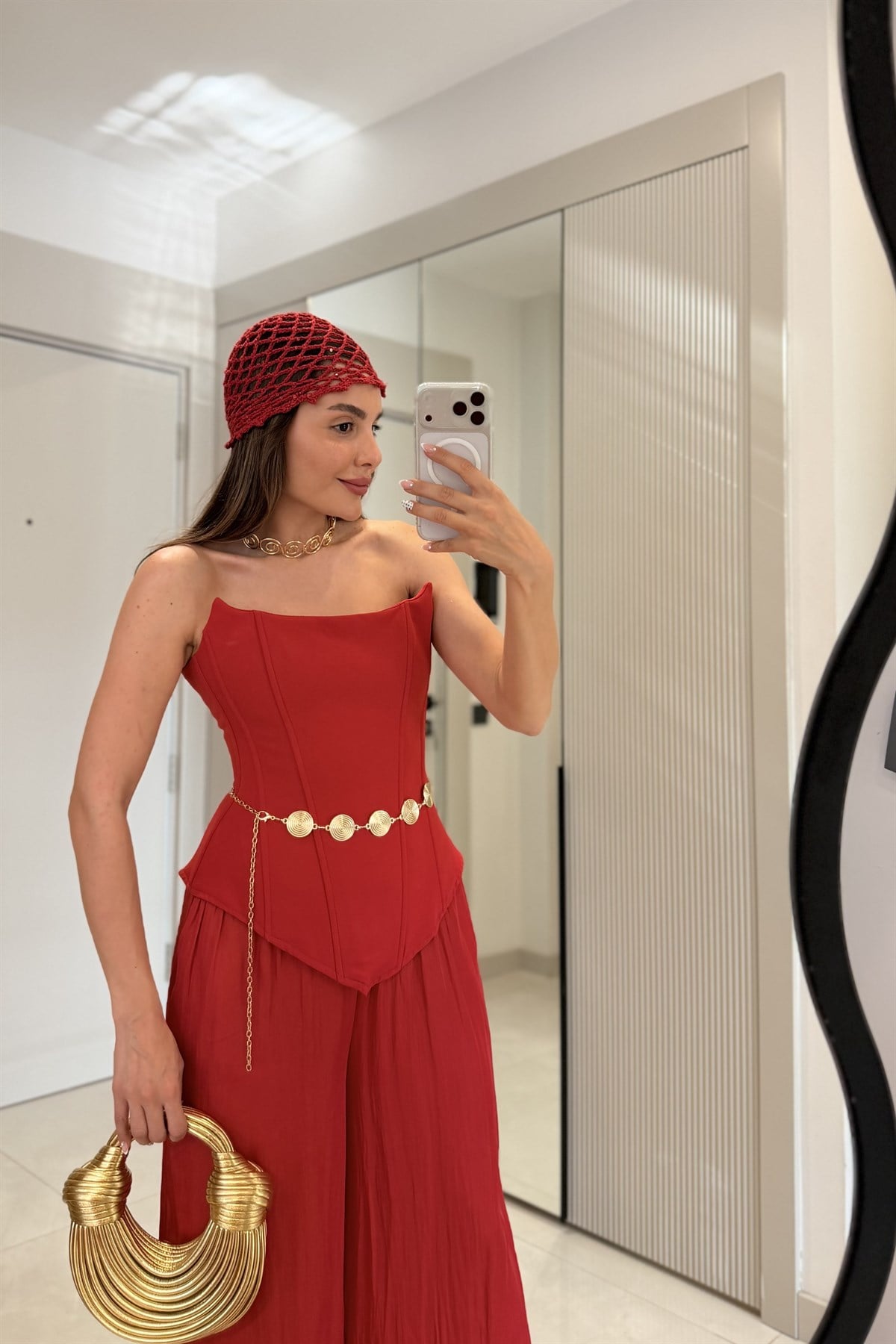 Blow Kırmızı Straplez Korse Bluz