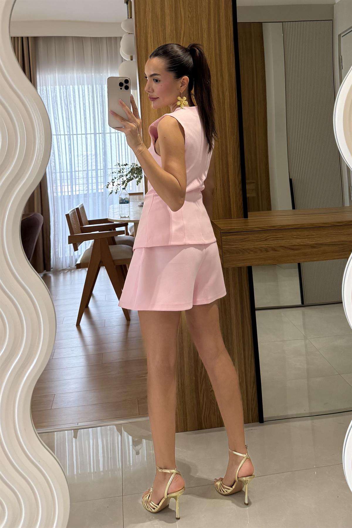 Bludenz Pembe Düğmeli Tulum