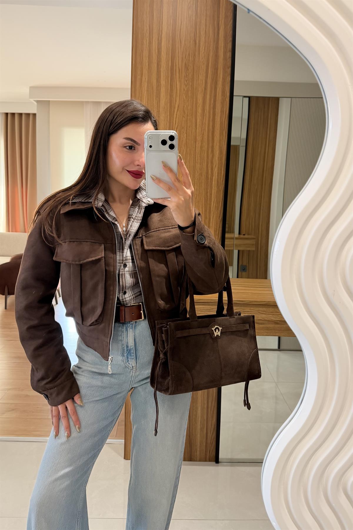 Bois Acı Kahve Vatkalı Süet Ceket