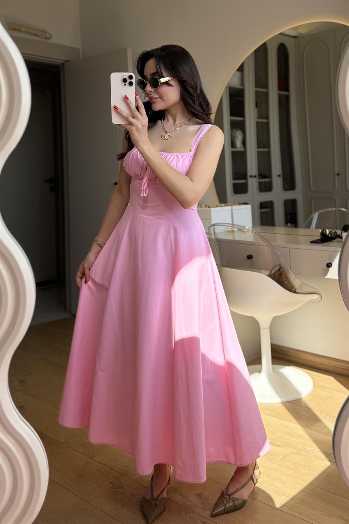 Bonilla Pembe Midi Kloş Elbise