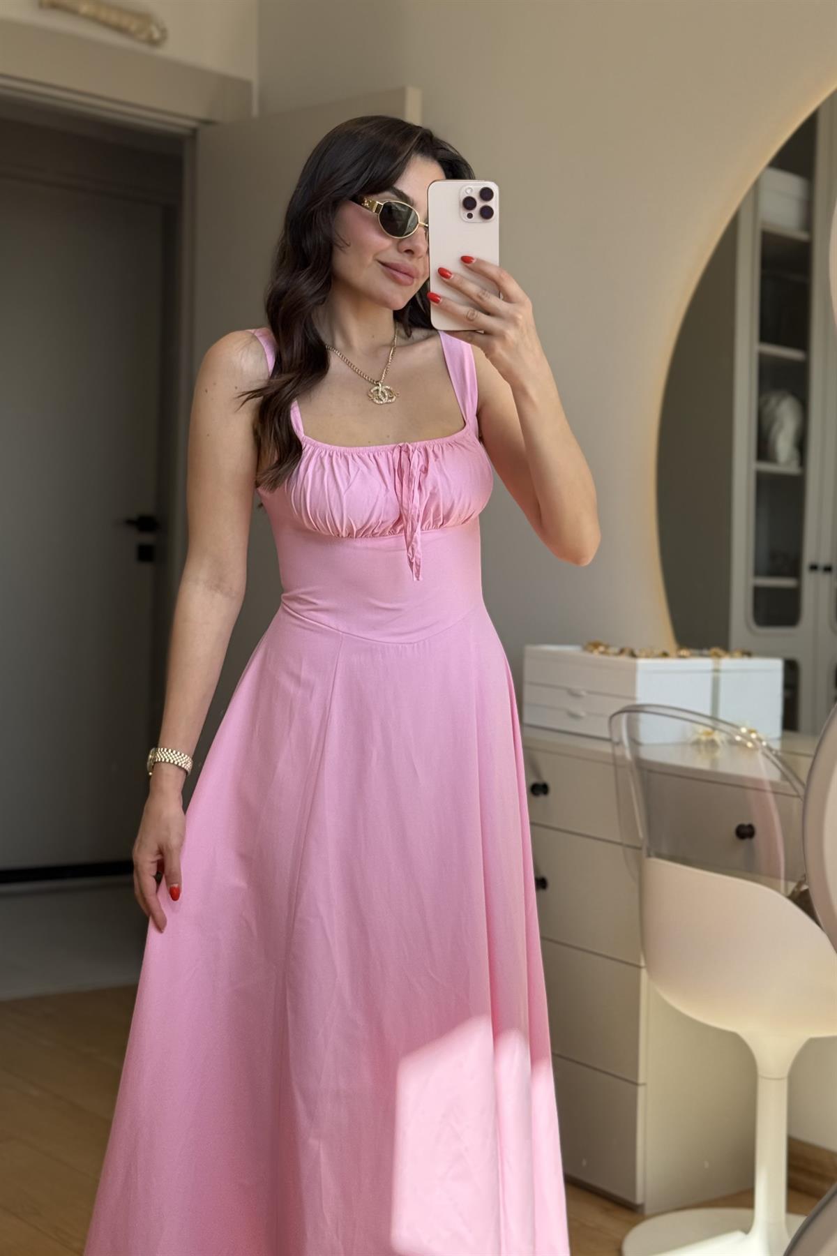 Bonilla Pembe Midi Kloş Elbise