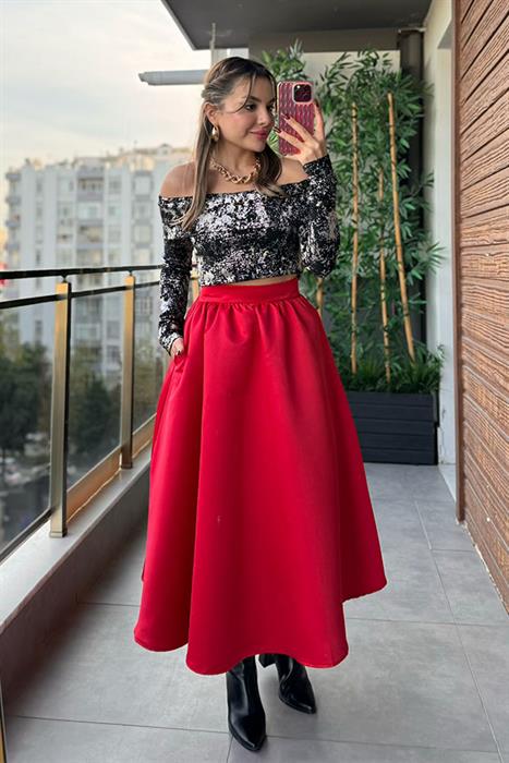 Boomer Kırmızı Çan Etek