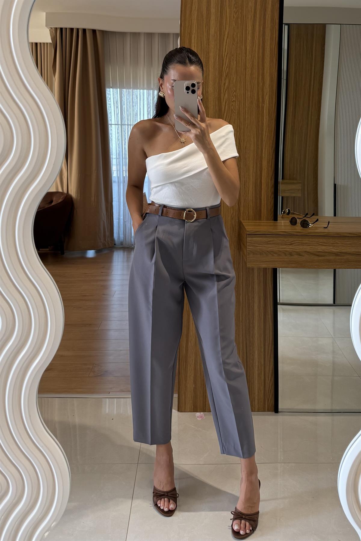 Boone Gri Havuç Kesim Pantolon