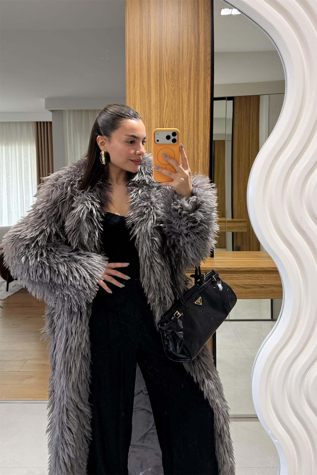 Boston Antrasit Uzun Premium Kürk