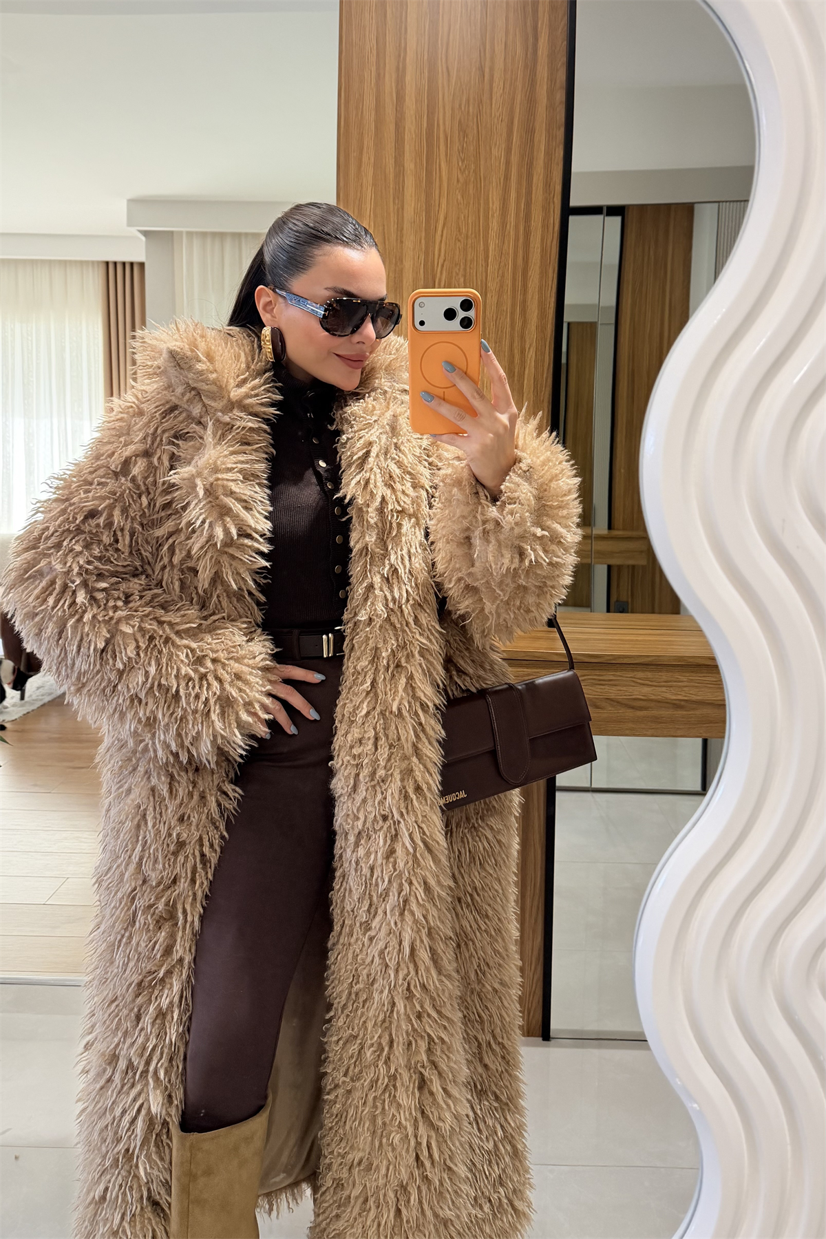 Boston Camel Uzun Premium Kürk