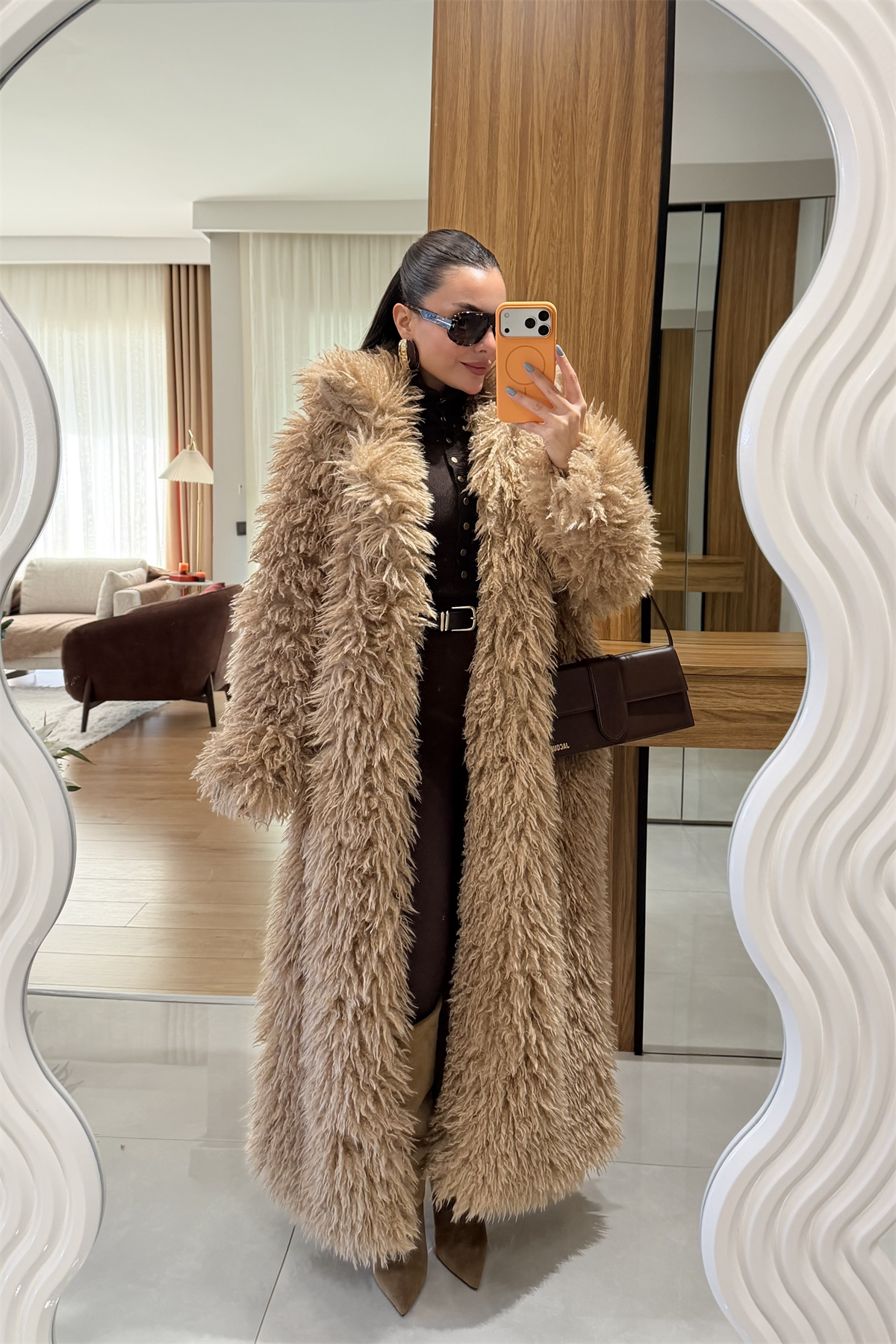 Boston Camel Uzun Premium Kürk