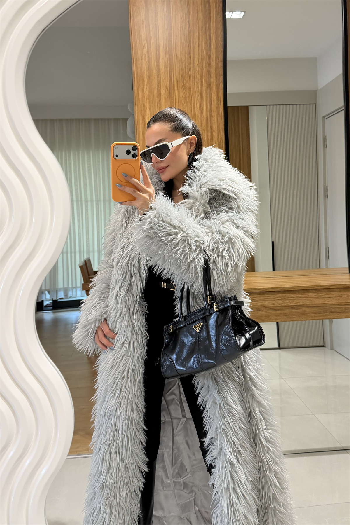 Boston Gri Uzun Premium Kürk