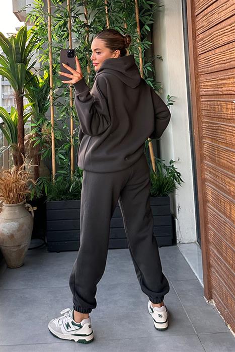 Bottega Füme Kapuşonlu Oversize Eşofman Takım