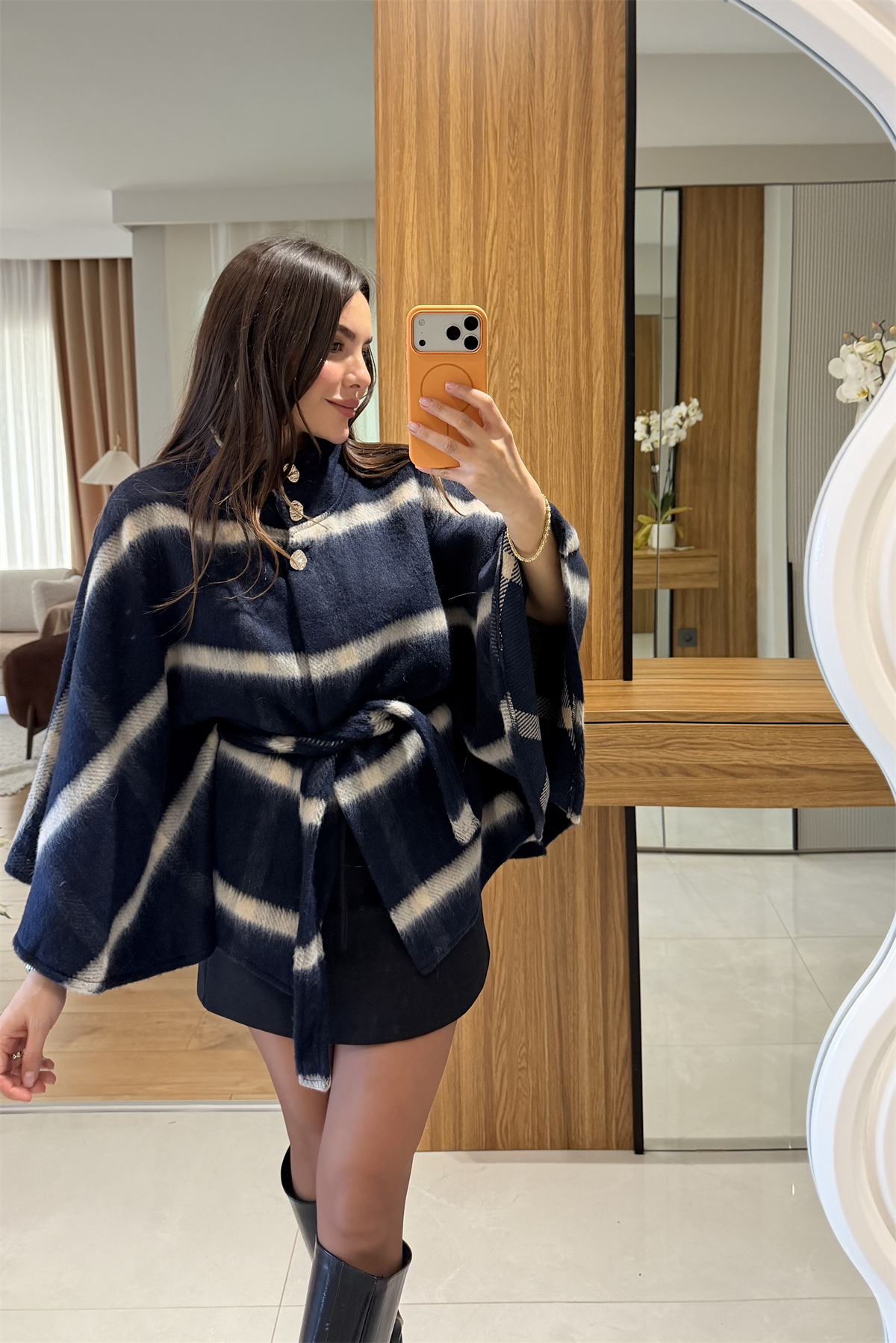 Bowie Lacivert Ekose Kaşe Panço