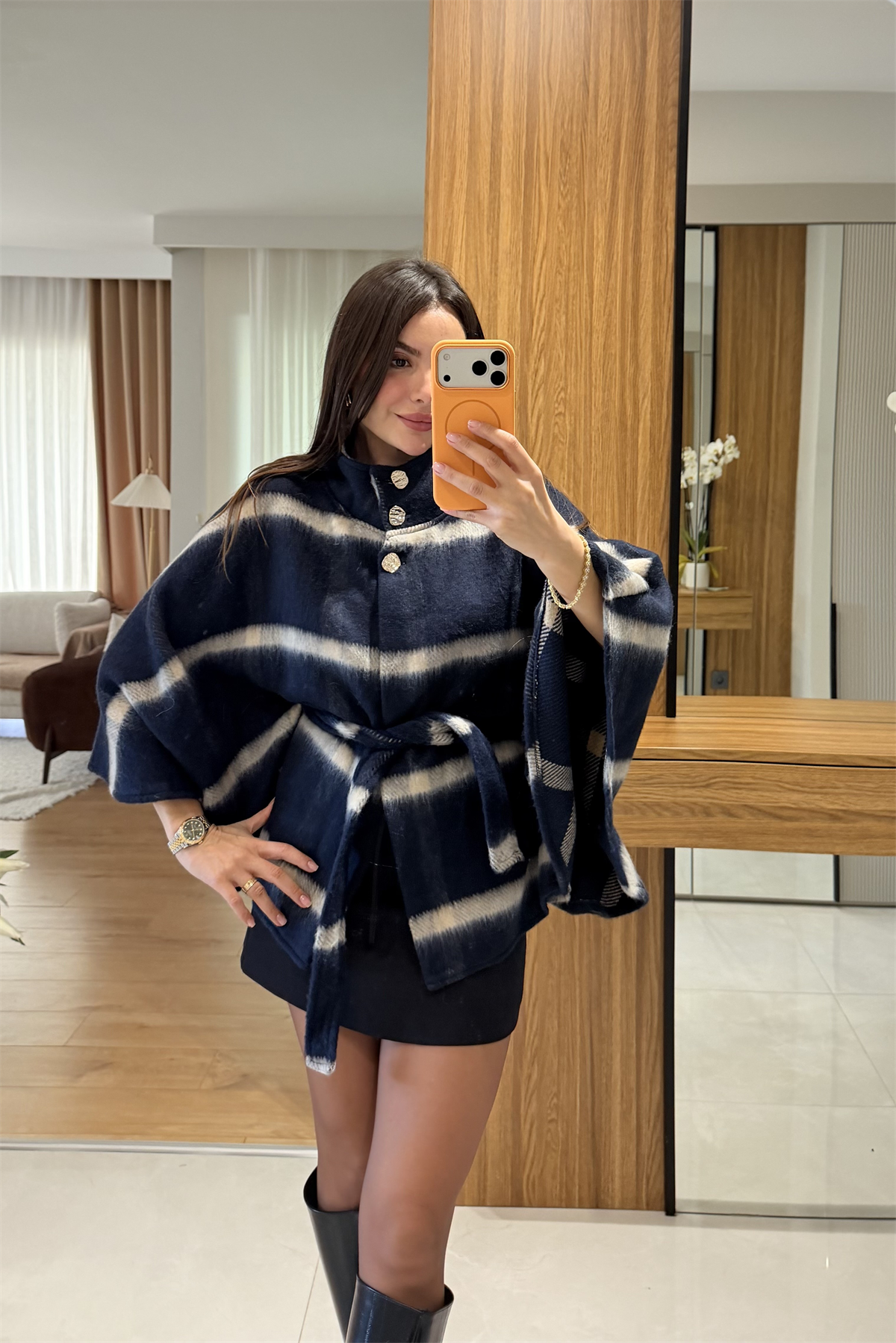 Bowie Lacivert Ekose Kaşe Panço