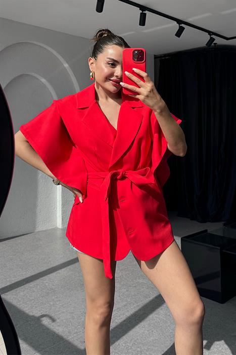 Brasil Tasarım Blazer Ceket -Kırmızı