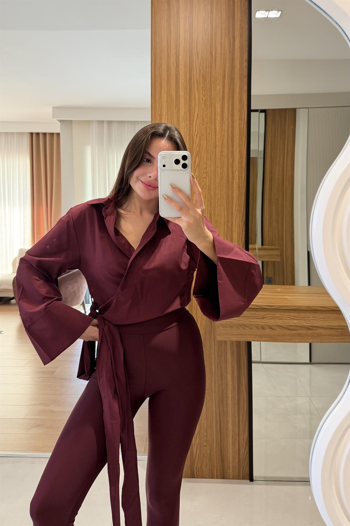 Brassica Bordo Bağlamalı Gömlek