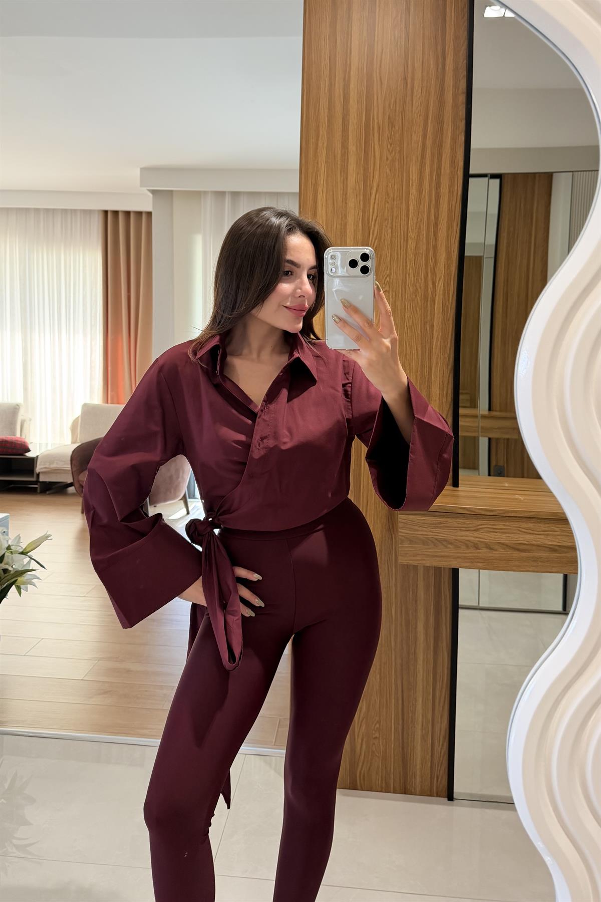 Brassica Bordo Bağlamalı Gömlek