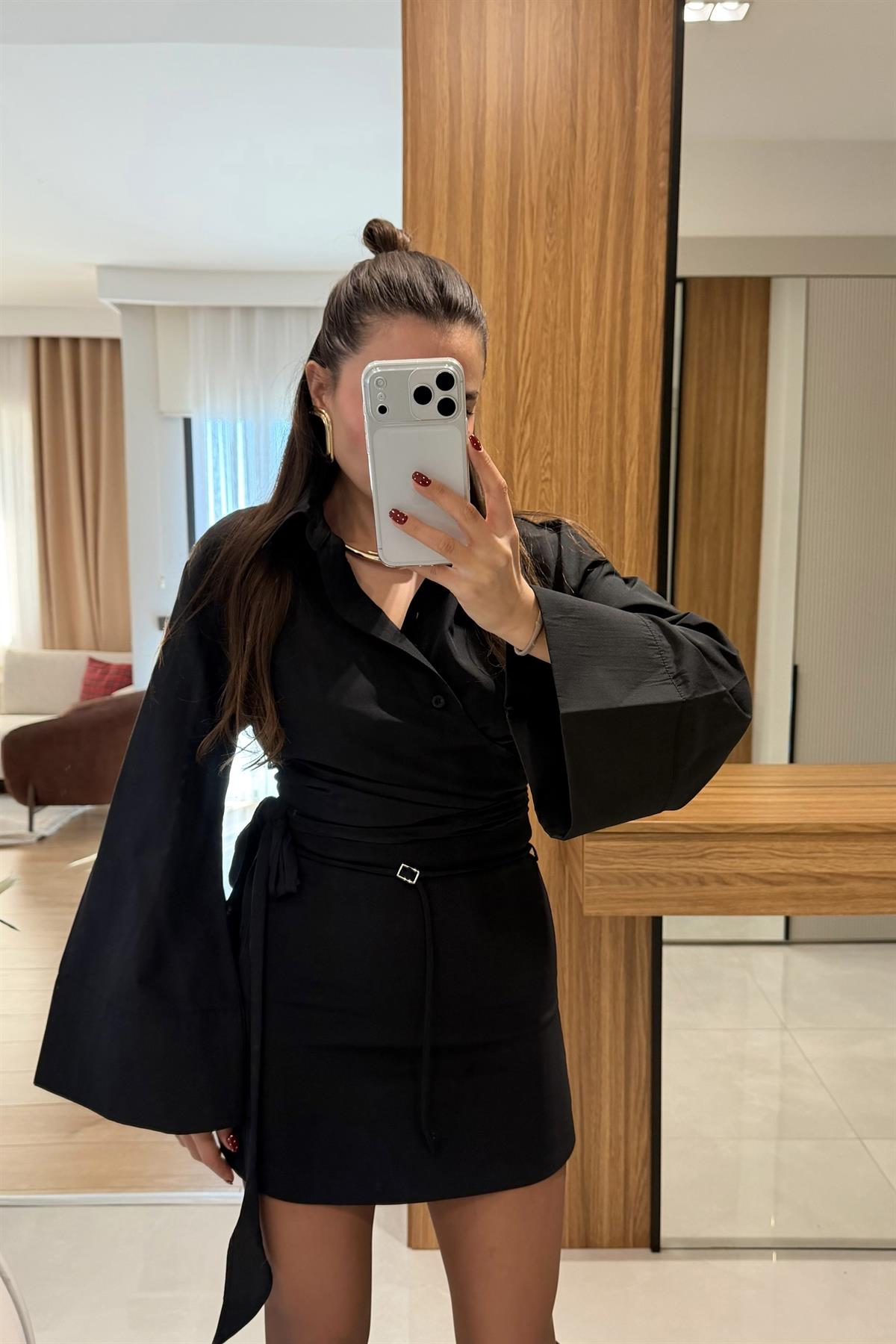 Brassica Siyah Bağlamalı Gömlek