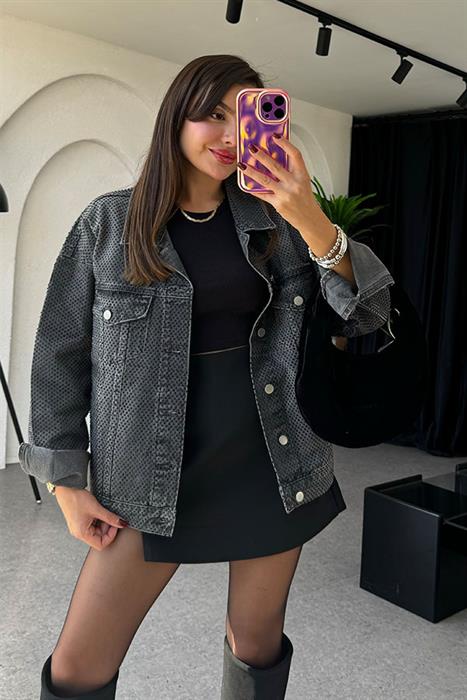 Brayne Taşlı Kot Ceket