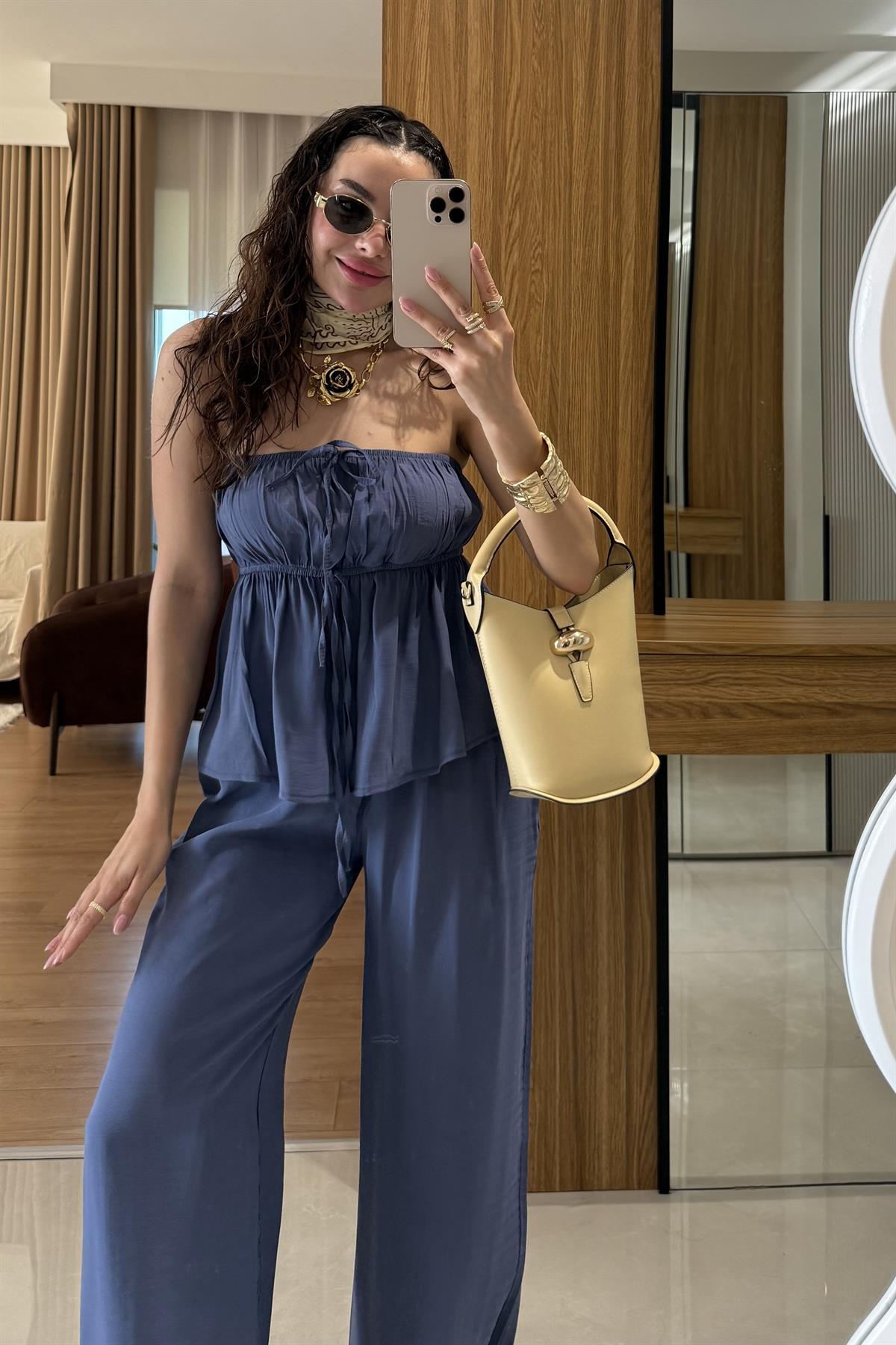 Brea Lavanta Mavisi Straplez Takım