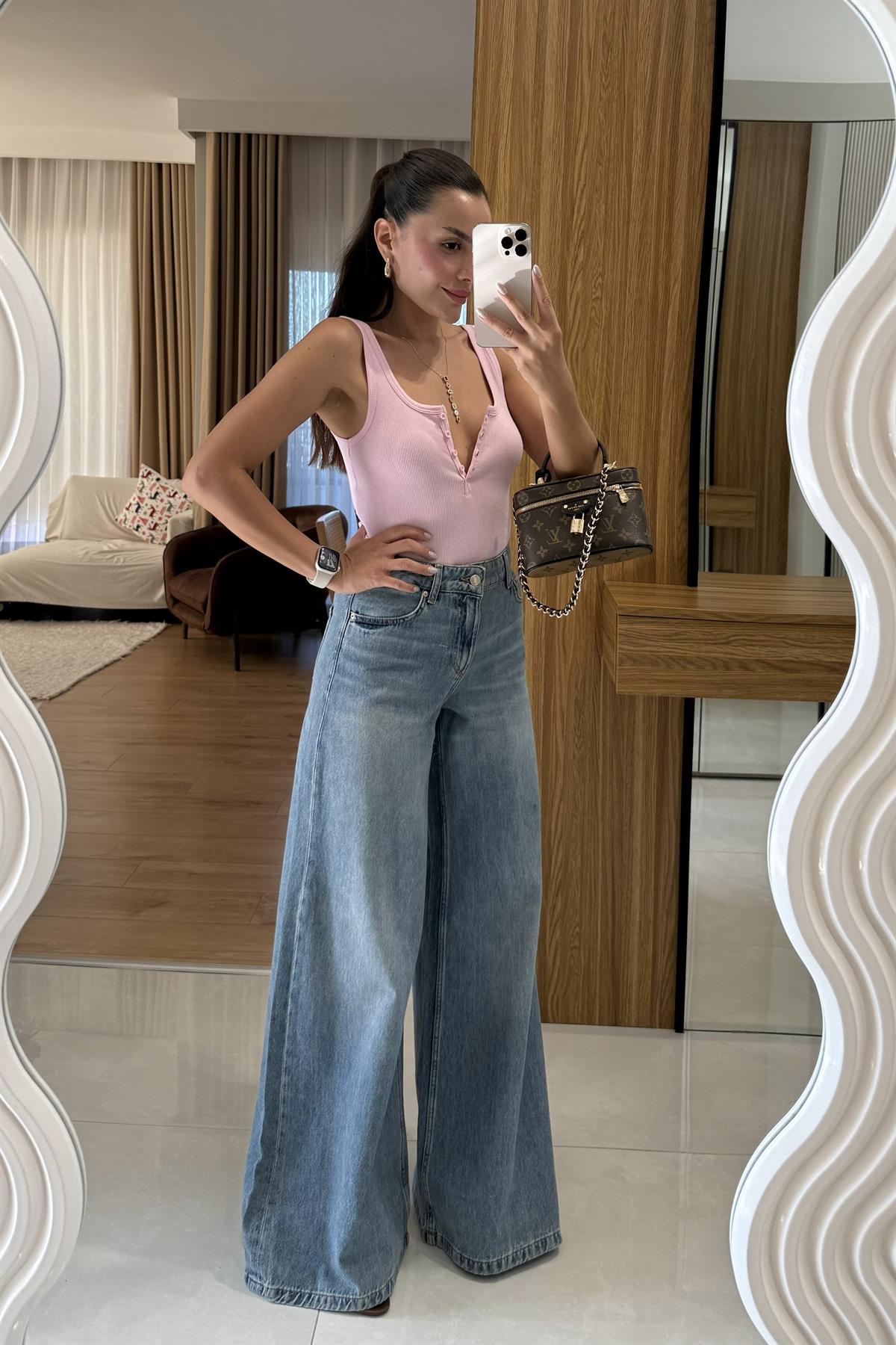 Brenda Darkblue Geniş Paça Jean