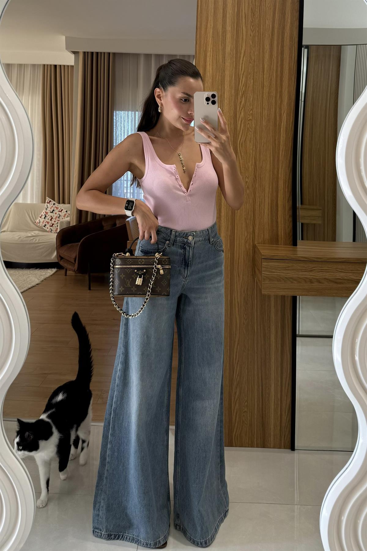 Brenda Darkblue Geniş Paça Jean